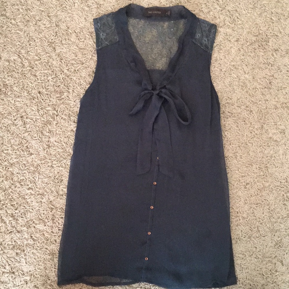 Limited Brand Charcoal gray tank - lace shoulder S